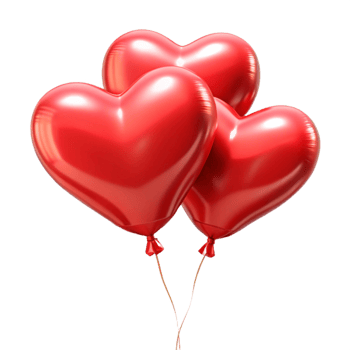 beautiful contemporary Red Heart Shaped Balloons Isolated for Valentines Day professional png
