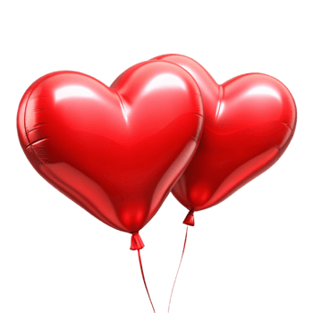 serene traditional Red Heart Shaped Balloons Isolated for Valentines Day professional png