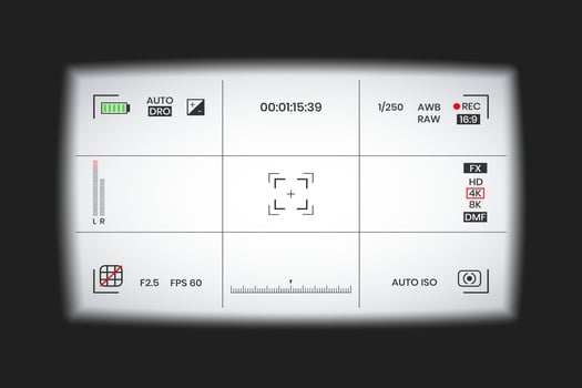 Camera viewfinder fog or photo frame recorder flat style design illustration. vector