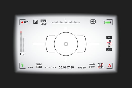 Camera viewfinder or view photo frame recorder flat style design illustration. vector