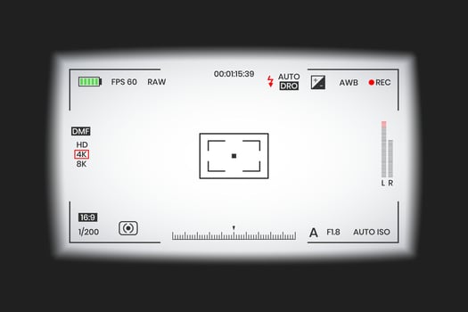 Focussed camera viewfinder or photo frame recorder flat style design illustration. vector