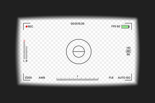 Camera viewfinder screen photo frame recorder flat style design illustration. vector