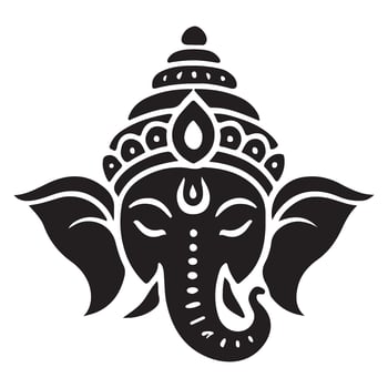 Ganesha Silhouette Illustration Hindu God Symbol Design Graphics vector