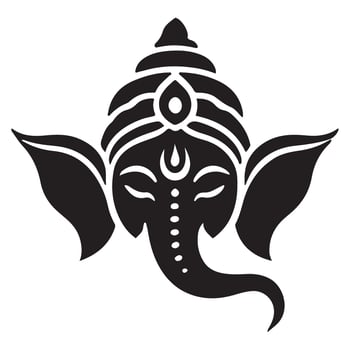 Ganesha Icon Silhouette Design Symbolizing Wisdom and Prosperity vector