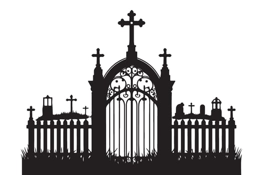 Cemetery Gate Silhouette Illustration Graphic Element For Creepy Scenes vector
