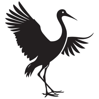 Dynamic Crane Taking Off Silhouette Image for Art Projects vector