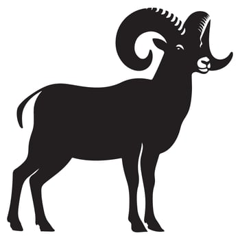 Majestic Bighorn Sheep Silhouette Illustration Graphic Design vector