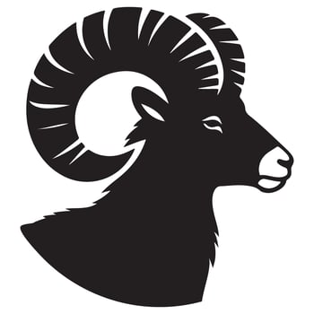 Bighorn Sheep Head Silhouette Illustration Emblem Design vector