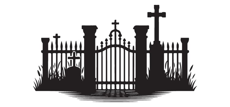 Vintage Graveyard Gate Silhouette Illustration Design Element vector