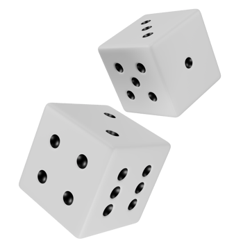 Stylized white dice. Isolated on transparent background png