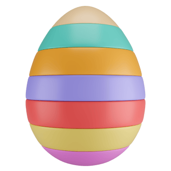 Stylized colorful Easter egg. Isolated on transparent background png