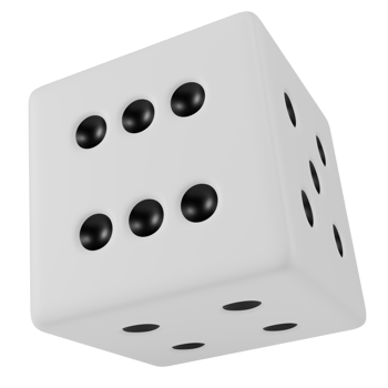 Stylized white dice, isolated on transparent background png