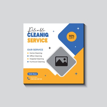 Cleaning service social media post design 2025 vector