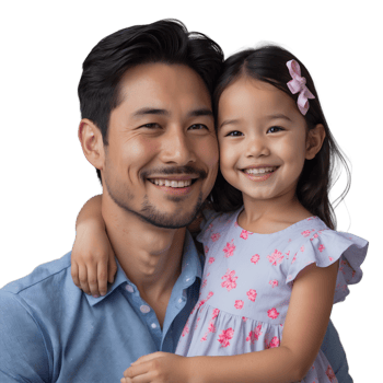 Happy Parent and Child Smiling Father-Daughter Duo png
