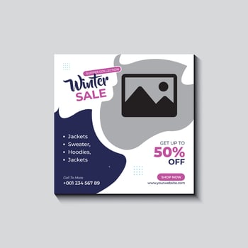 Winter collection social media poster design 2025 vector