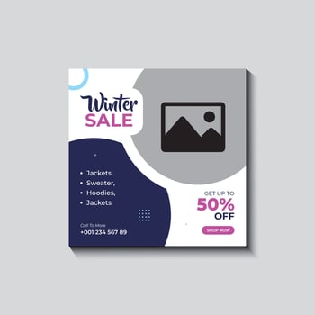 Winter sale creative social media post template design vector