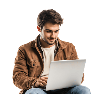 Handsome Freelancer Working on a Laptop png