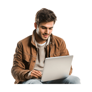 Creative Young Freelancer Working on Laptop png