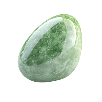 Jade gemstone glistening on a transparent background highlighting its smooth texture and natural green hues, Jade Gemstone Isolated on transparent background png