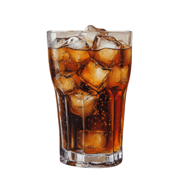 Refreshing cola with ice in a glass against a calming backdrop, perfect for a hot day, cola with ice png