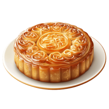 Delicious moon cake displayed on a transparent plate against a clean transparent background, delicious moon cake on transparent background png