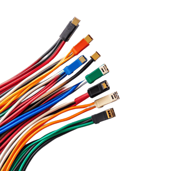 Connection cable wires in various colors on a transparent background showcasing diverse connectivity options for devices, connection cable wire point on transparent backgroundfile png