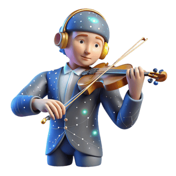 extraordinary contemporary vibrant classic 3D Render Musician Playing Violin premium premium png