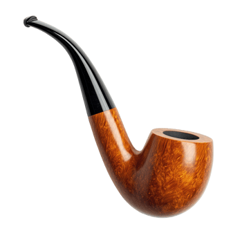 A classic wooden smoking pipe resting on a clean transparent background under natural light, Smoking pipe on transparent background png