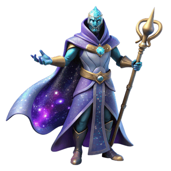dramatic minimalist vibrant creative Cosmic Wizard 3D Render genuine high quality png