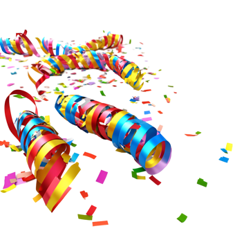 Trendy Woman With Bright Hair And Fun Confetti Transparent Background png