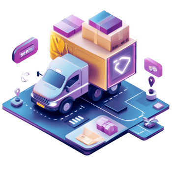 Modern layout design of a creative express delivery truck with digital elements, 24h express delivery service concept png