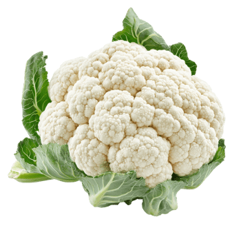 Fresh cauliflower with green leaves isolated on a transparent background, showcasing its unique texture and natural beauty, Cauliflower vegetables isolated on a transparent background png