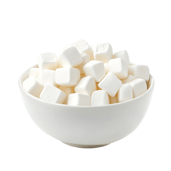 A bowl filled with soft transparent marshmallows on a clean transparent background, perfect for snacks and desserts, transparent marshmallows in transparent bowl isolated on transparent background png