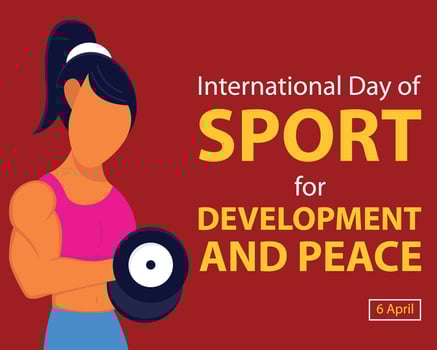illustration graphic of a woman is lifting a barbell, perfect for international day, sport, development and peace, celebrate, greeting card, etc. vector
