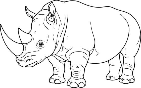 A rhino coloring page for kids vector