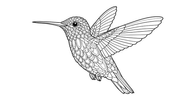 Hummingbird coloring pages for adults vector