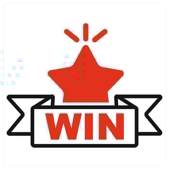 Win and success icon in red color vector