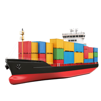 Cargo ship transporting colorful containers set against a transparent background for shipping and logistics purposes, cargo ship transport containers on transparent background png
