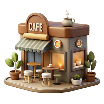 beautiful artistic stunning vintage Charming 3D Cafe Illustration genuine high quality png