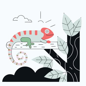 Cute Chameleon Illustration Red. vector