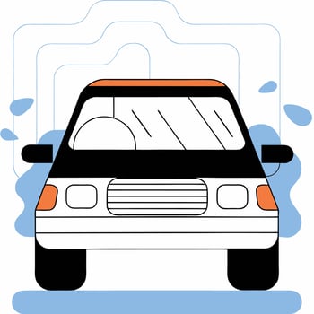 Clean Car Illustration Minimalist Orange and White Auto Graphic. vector