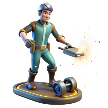 extraordinary artistic impressive creative 3D Cartoon Worker Welding exclusive high resolution png