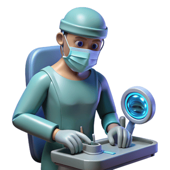 stunning vintage Cartoon Surgeon 3D Render high quality png