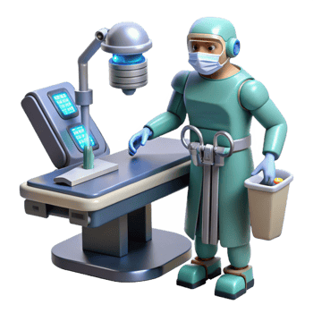 elegant modern serene traditional 3D Illustration Surgeon in Operation Room authentic high quality png