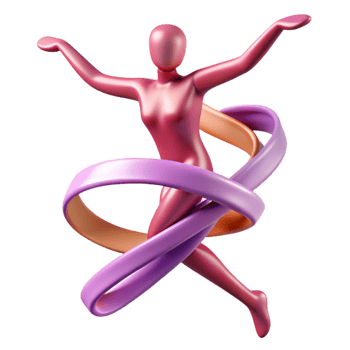 elegant contemporary impressive minimalist 3D Illustration Joyful Figure with Dynamic Ribbons 4K 4K png