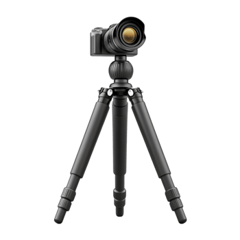 Camera on a Sturdy Tripod Ready for Photography or Filming with Celebration Decor png