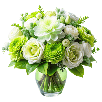 Real Touch green and white Flowers For Home Decoration is isolated on transparent background png