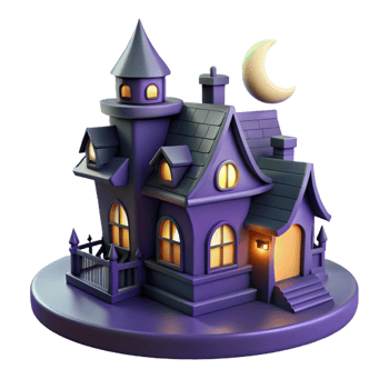stunning abstract beautiful vintage Spooky 3D Halloween House Illustration 4K authentic png