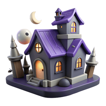 stunning modern extraordinary contemporary Spooky 3D Haunted House Illustration 4K premium png