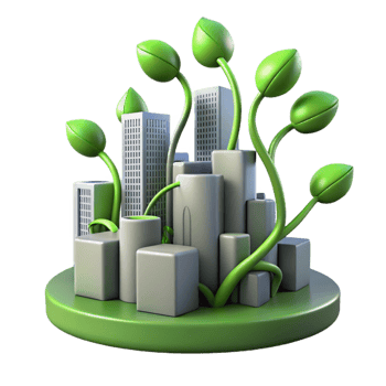 magnificent rustic magnificent contemporary Green Cityscape 3D Illustration original 4K png